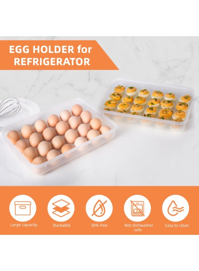 هومستر 2 وحدة من حاويات البيض القابلة للإرفاق مع أغطية، حامل بيض كبير السعة من البولي بروبيلين لـ 48 بيضة، صندوق تخزين طعام لمبرد المطبخ، صينية محمولة للبيض المُخلل، شفافة، 12.4 × 9.2 × 2.2 بوصة - Image 5